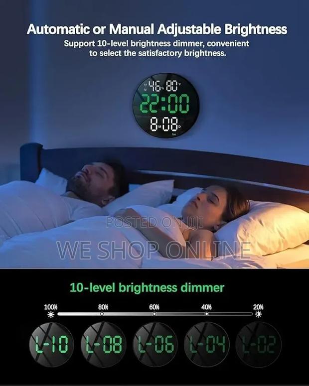 Round Led Digital Alarm Clock, Diameter 25.5cm - thumbnail 5