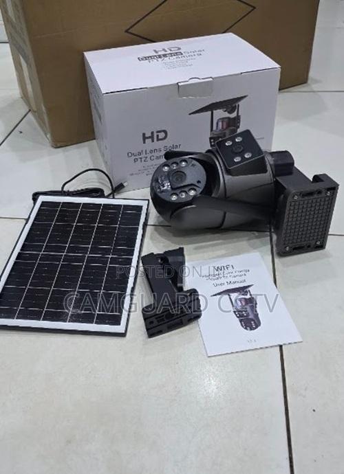 Solar Powered Wifi Dual Lens CCTV PTZ Camera Full Color 6mp