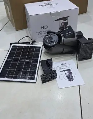 Dual Lens Wifi PTZ Solar CCTV Outdoor Camera Night Full Color
