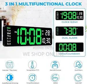 Led Digital Alarm Clock Large Display, 39*13cm