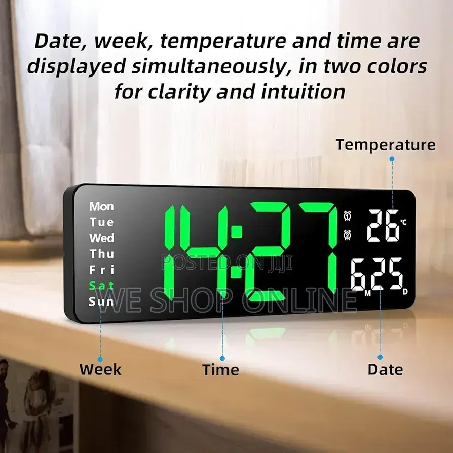 Led Digital Alarm Clock Large Display, 39*13cm