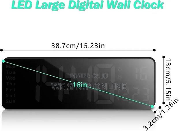 Led Digital Alarm Clock Large Display, 39*13cm - thumbnail 6