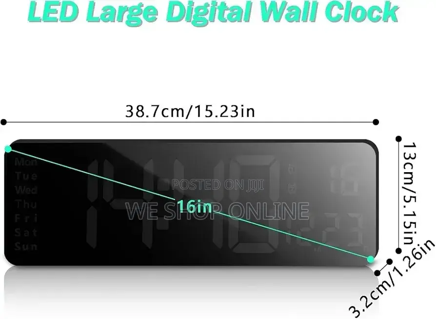 Led Digital Alarm Clock Large Display, 39*13cm