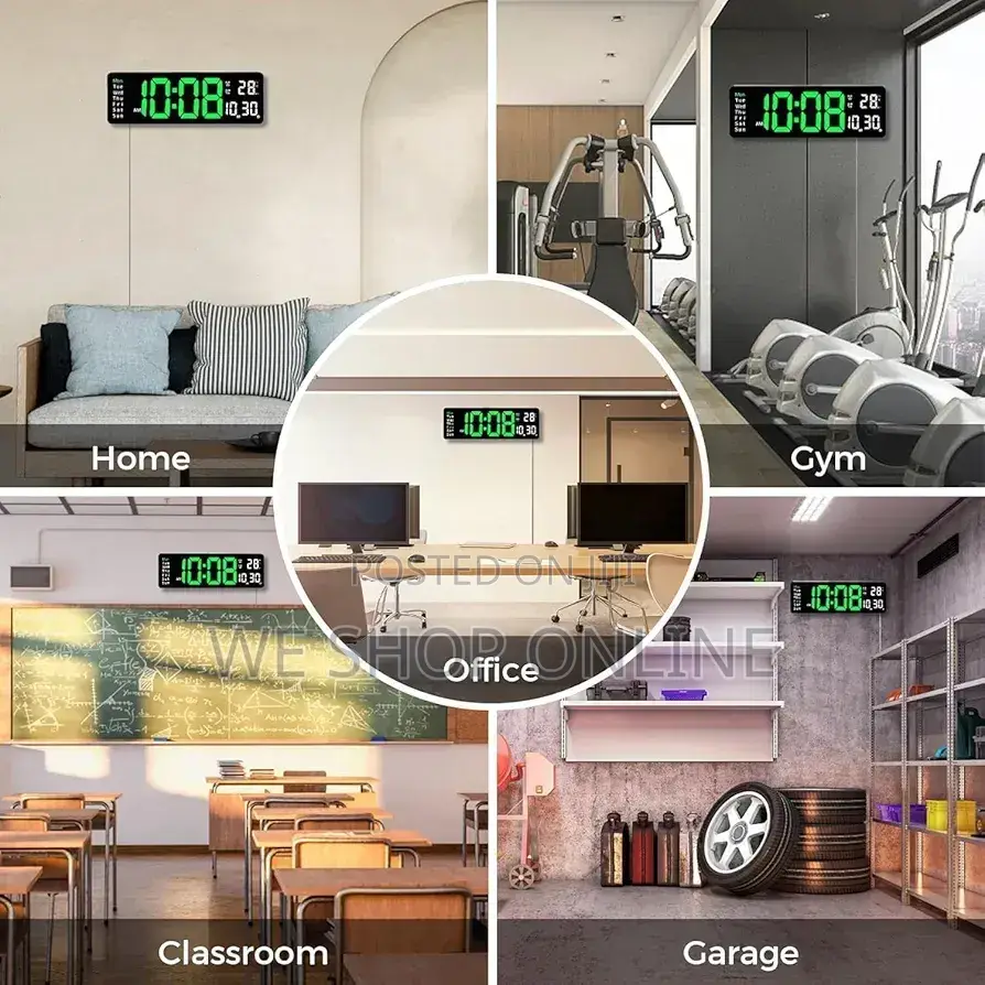 Led Digital Alarm Clock Large Display, 39*13cm