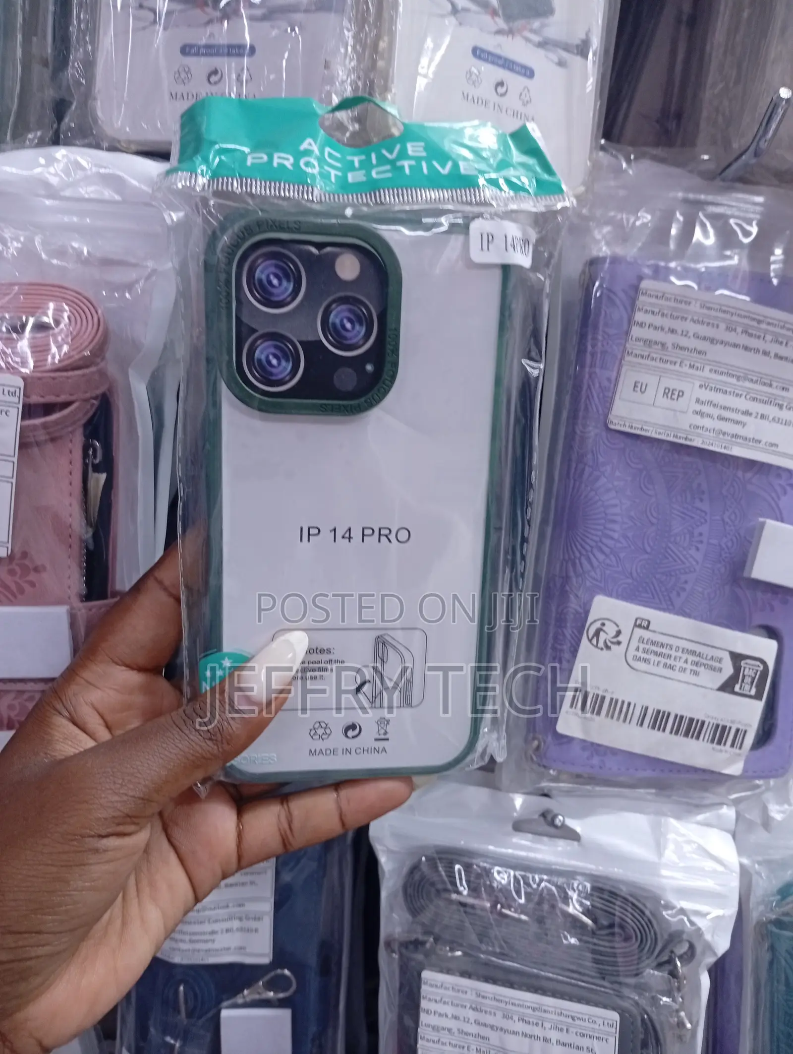 iPhone 14 Pro Case With Green Protective Bumper Around the Edges