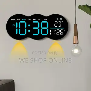 Led Digital Wall Clock With Bottom Lights 28*11.5cm