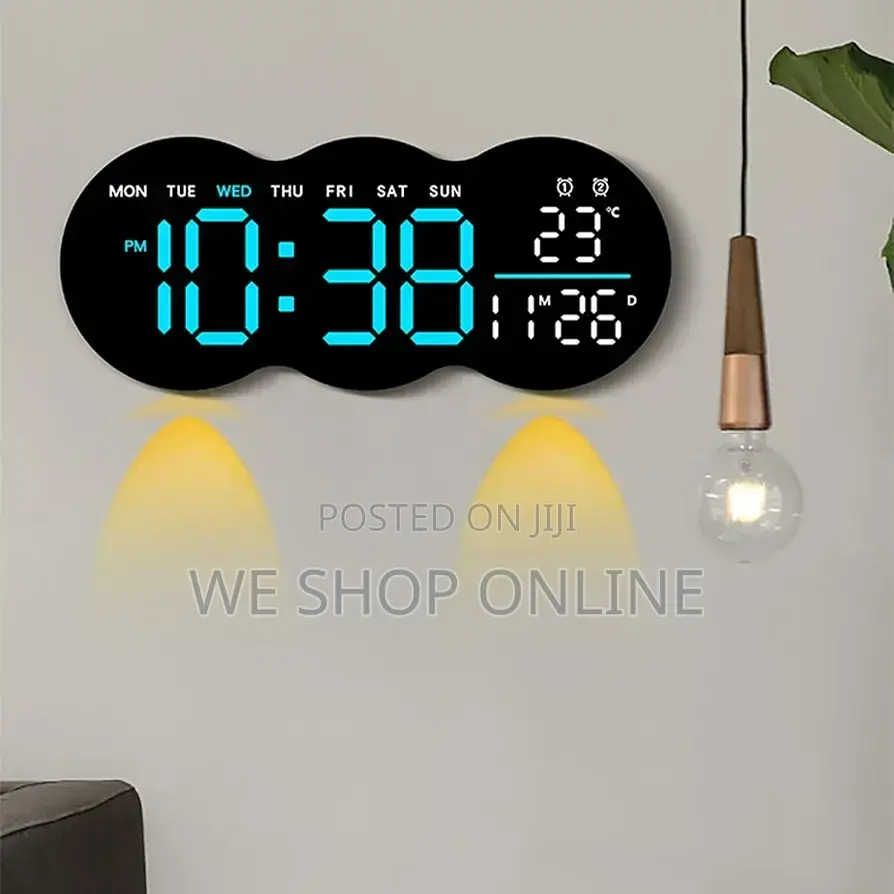 Led Digital Wall Clock With Bottom Lights 28*11.5cm