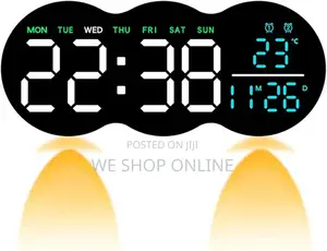 Led Digital Wall Clock With Bottom Lights 28*11.5cm