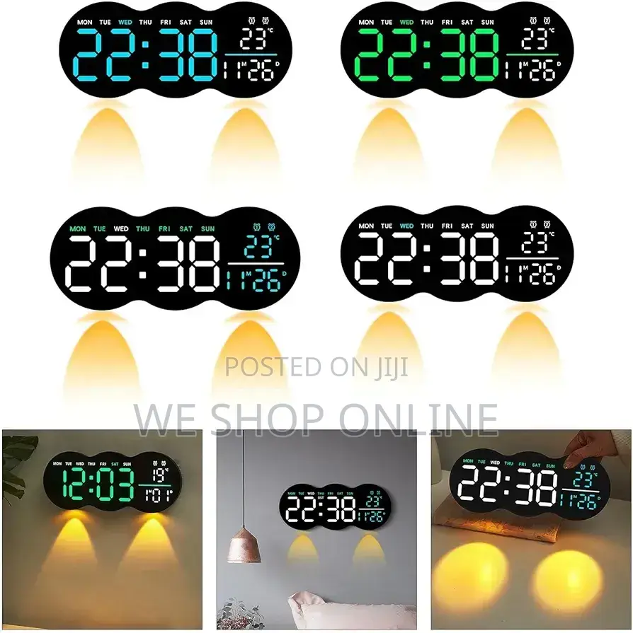 Led Digital Wall Clock With Bottom Lights 28*11.5cm