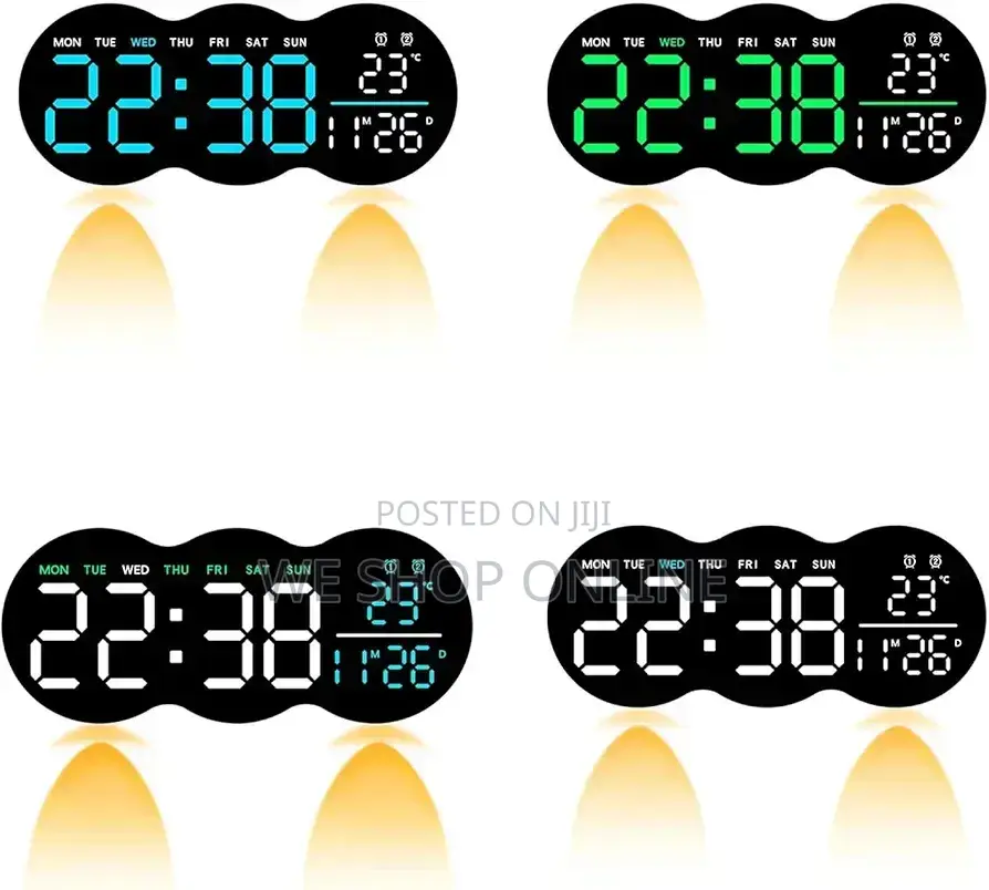 Led Digital Wall Clock With Bottom Lights 28*11.5cm