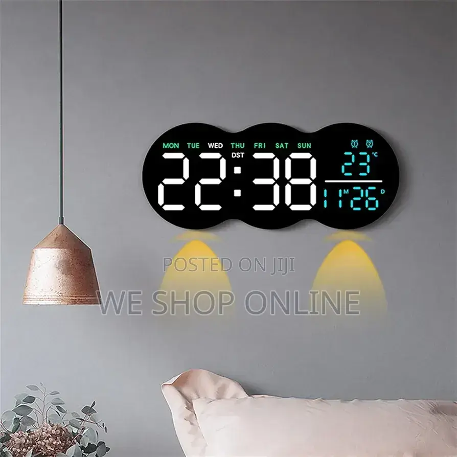 Led Digital Wall Clock With Bottom Lights 28*11.5cm