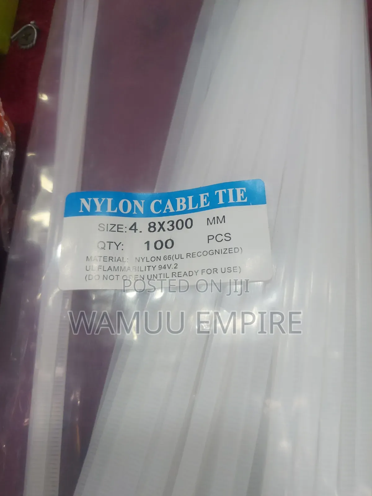 4.8mm Wide by 300mm Long Cable Ties White and Black