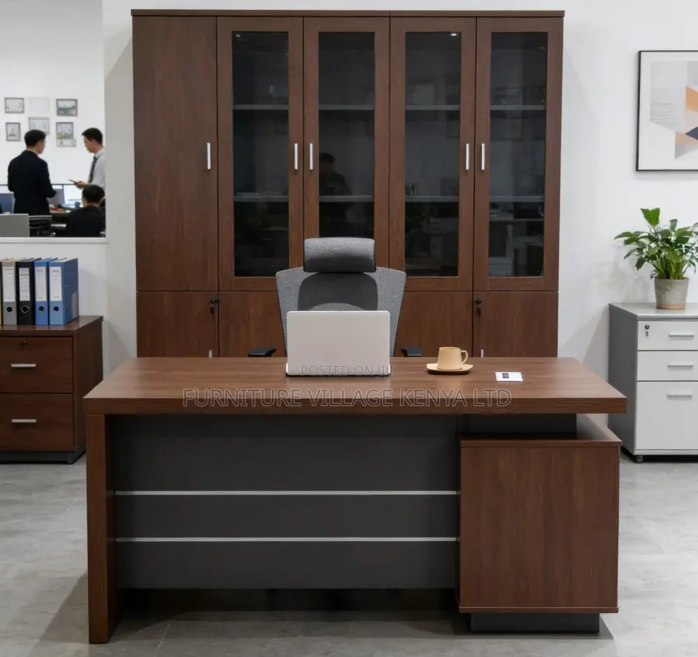 1.8m Executive L-Shaped Brown Boss Table