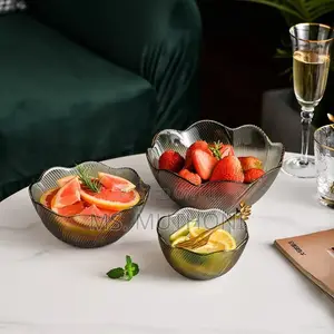 Gold Rim Glass Salad / Serving Bowl Set