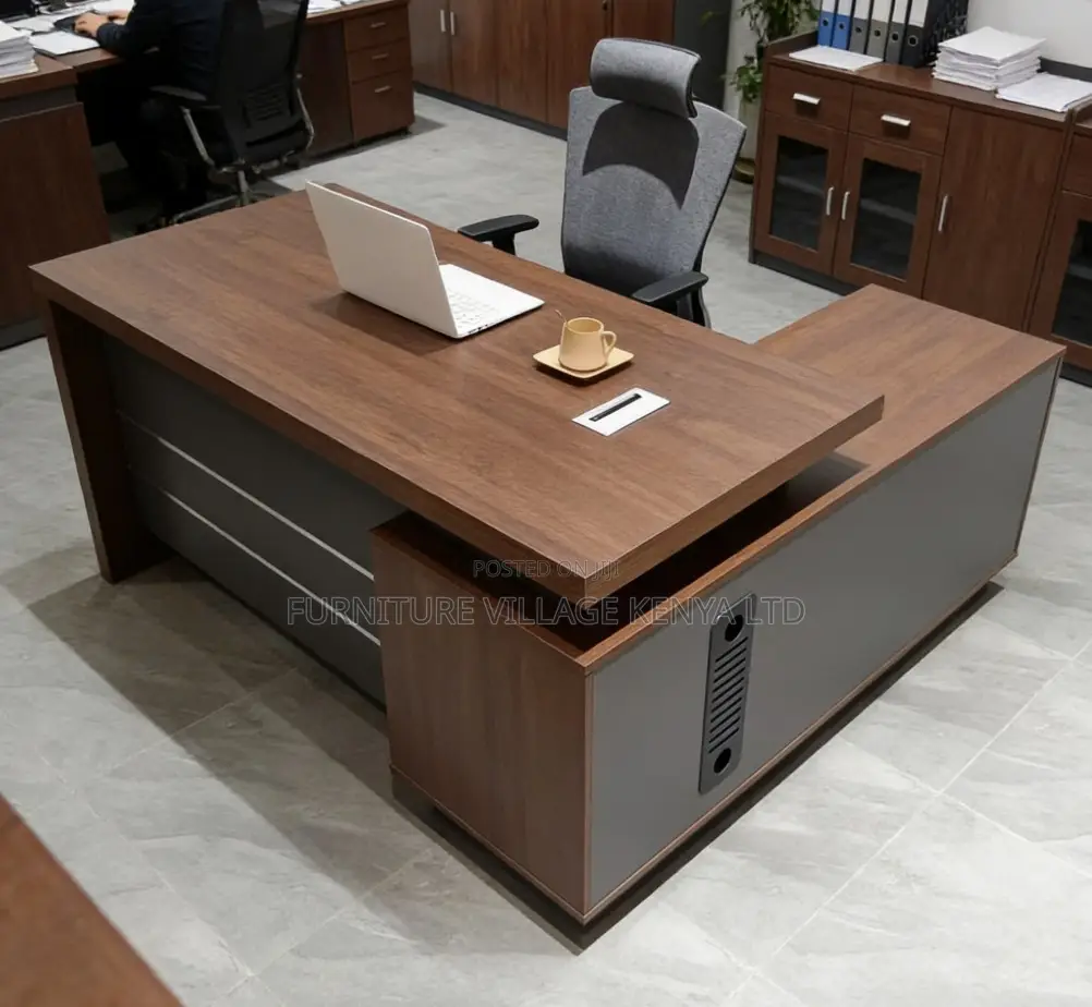 1.8m Executive L-Shaped Brown Boss Table
