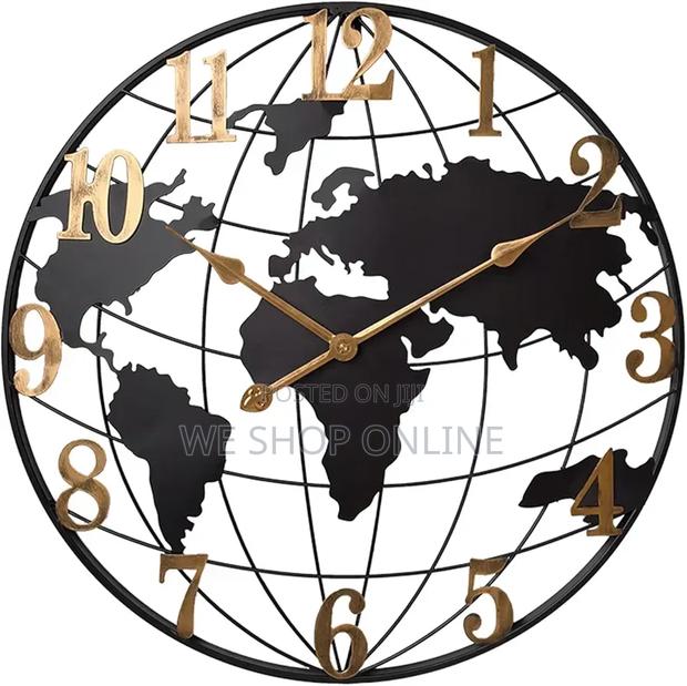 Large World Map Wall Clock