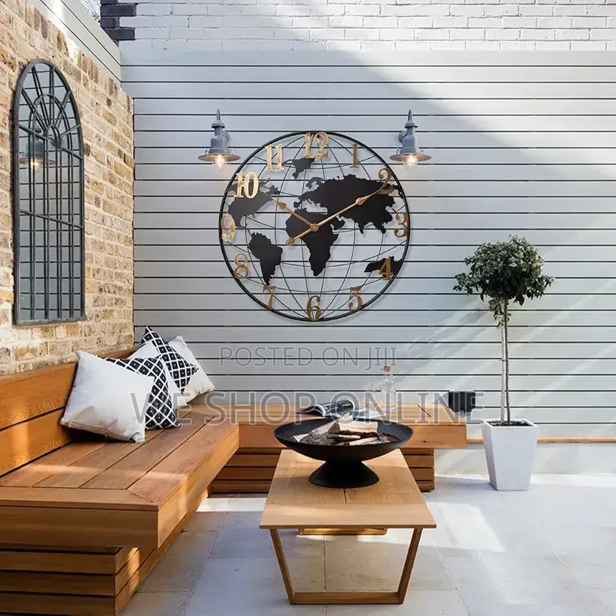 Large World Map Wall Clock
