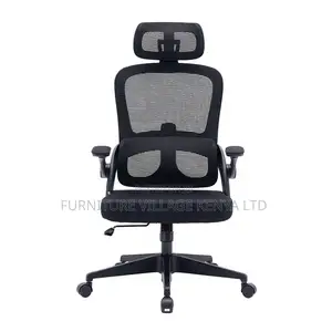 Ergonomic Black High-Back Mesh Chair With Flip Arms
