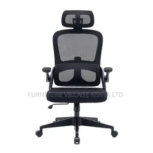 Ergonomic Black High-Back Mesh Chair With Flip Arms