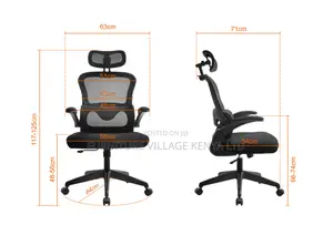 Ergonomic Black High-Back Mesh Chair With Flip Arms