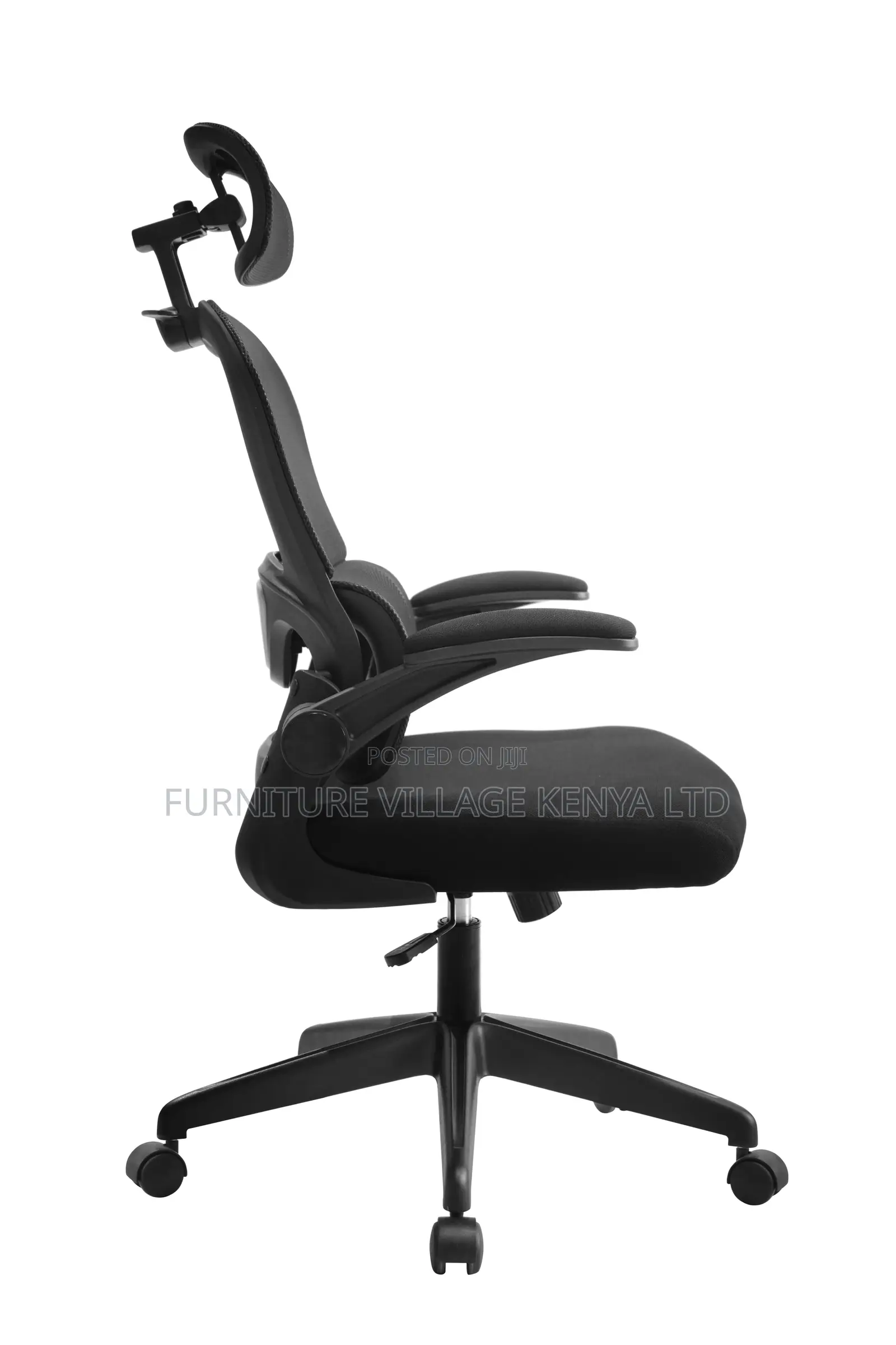 Ergonomic Black High-Back Mesh Chair With Flip Arms