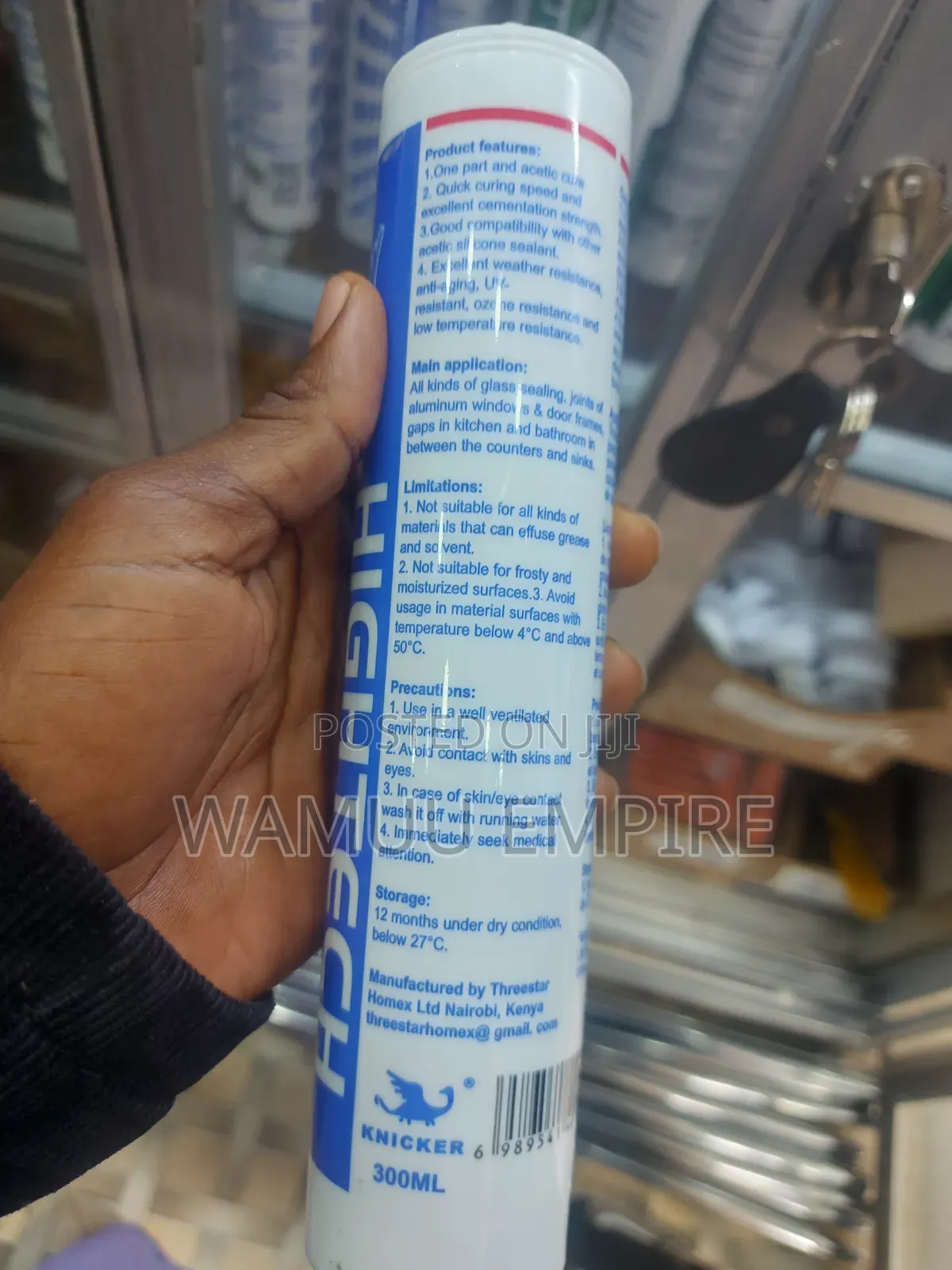 Knicker Hightech 100% Silicone Sealant, Acetic Cure(Acetoxy) Adhesive.