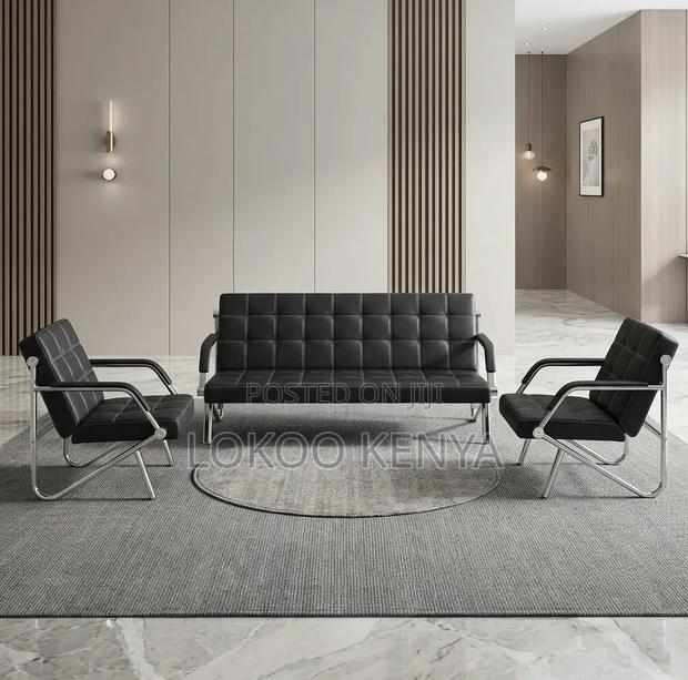 Sofas; 5 Seater Modern Designed Leather Reception Sofas - thumbnail 2