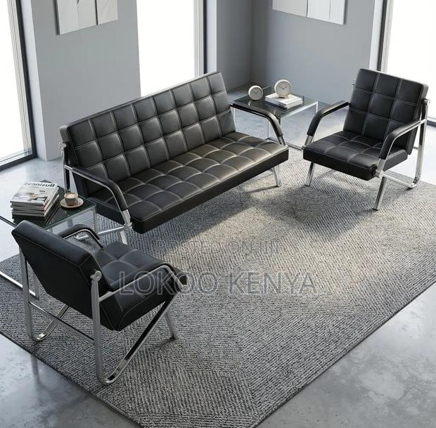 Sofas; 5 Seater Modern Designed Leather Reception Sofas - thumbnail 3