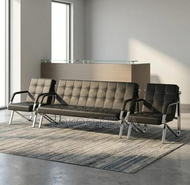 Sofas; 5 Seater Modern Designed Leather Reception Sofas - thumbnail 4