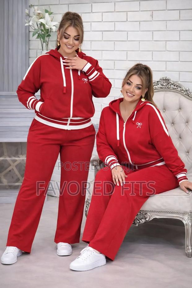 Women’S Red 3-Piece Tracksuit – Stylish Sporty Casual Set 