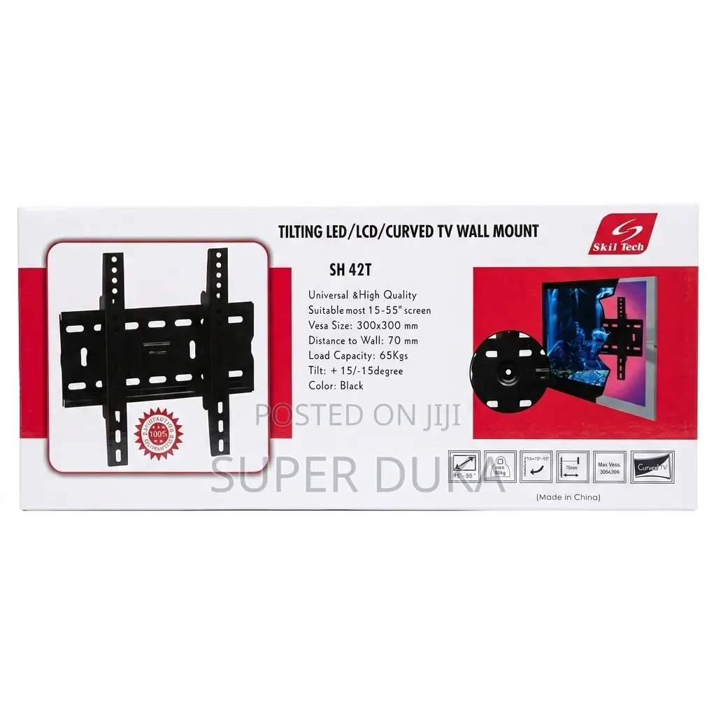 15-55 Inch Heavy Duty Skill Tech Sh42t Tilting Tv Wall Mount 65kg Vesa