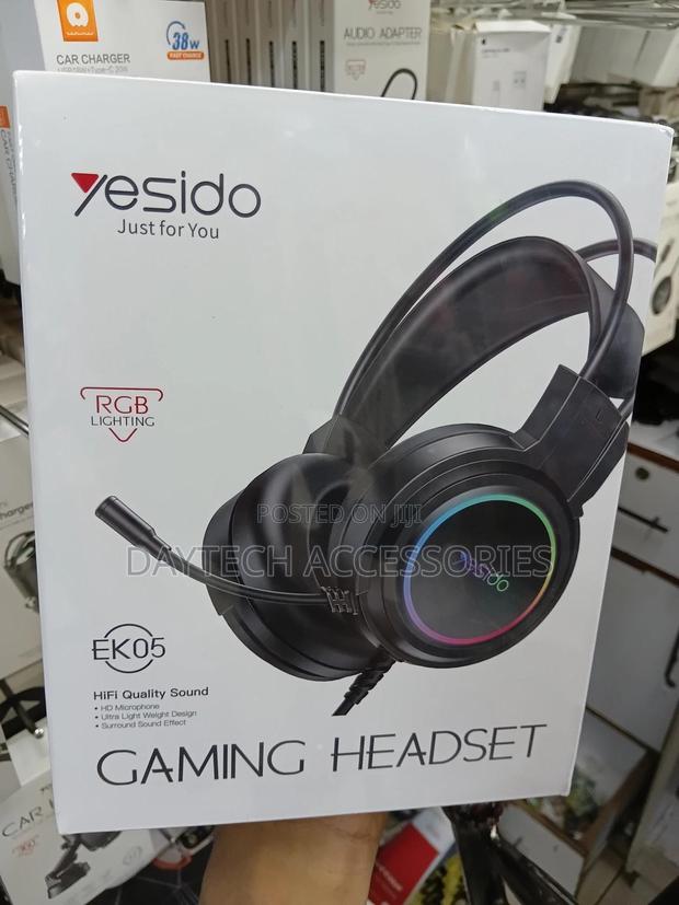Yesido Ek05 Usb Wired RGB Light Gaming Headset With Mic (Black) - thumbnail 2
