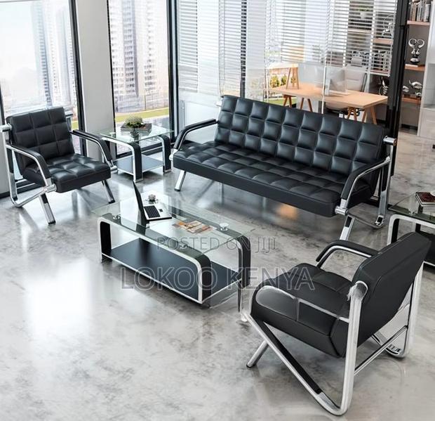 Sofas; 5 Seater Modern Designed Leather Reception Sofas - thumbnail 9