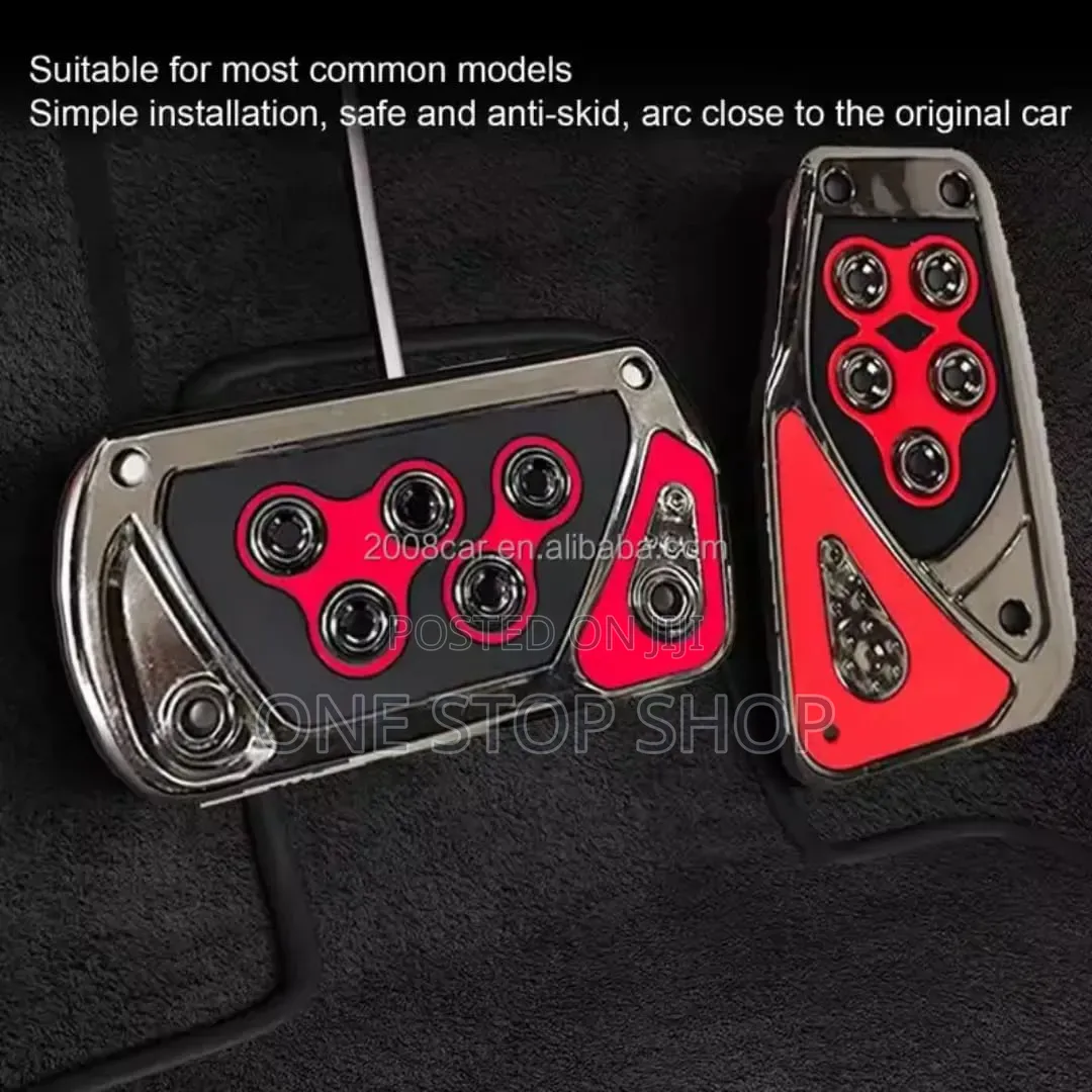 Aluminum Alloy Pedal Pads With Rubber Antislip Stripsforautomatic Car