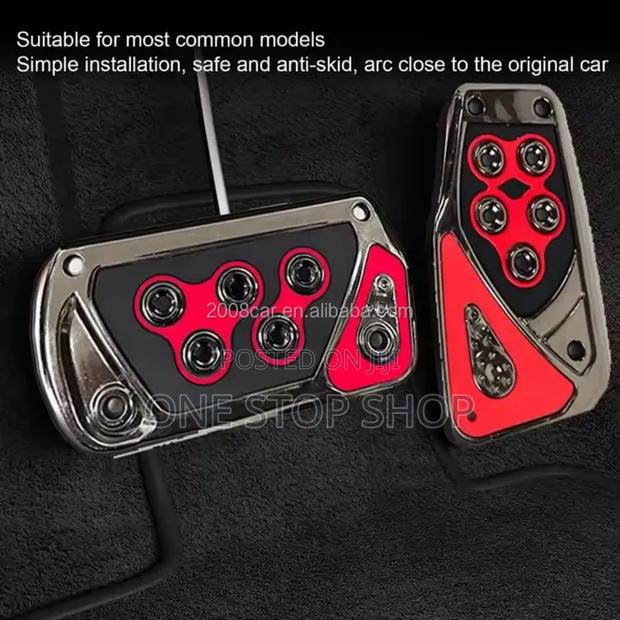 Aluminum Alloy Pedal Pads With Rubber Antislip Stripsforautomatic Car - main view