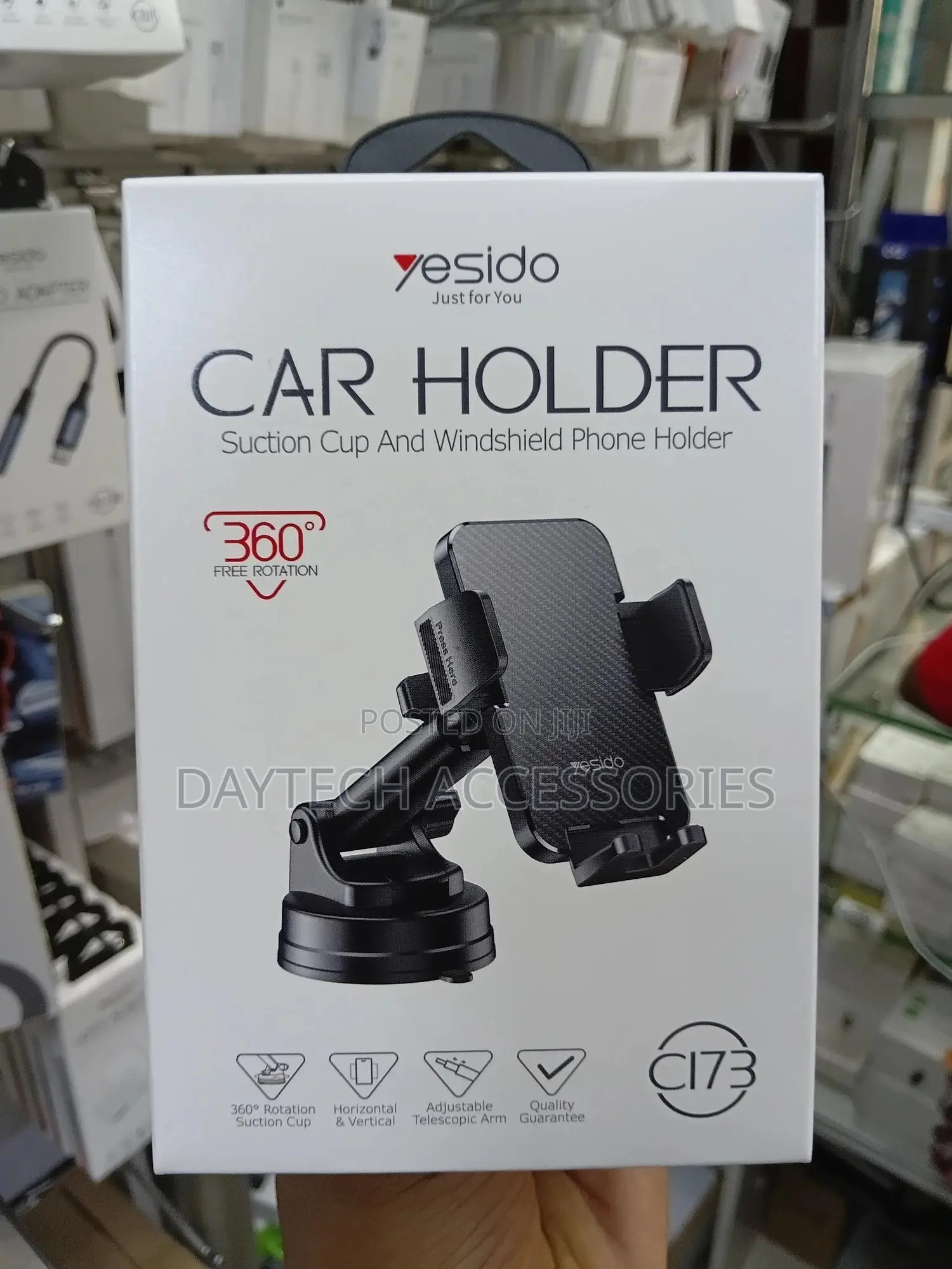 The Yesido C173 Suction Cup and Windshield Phone Holder - Black