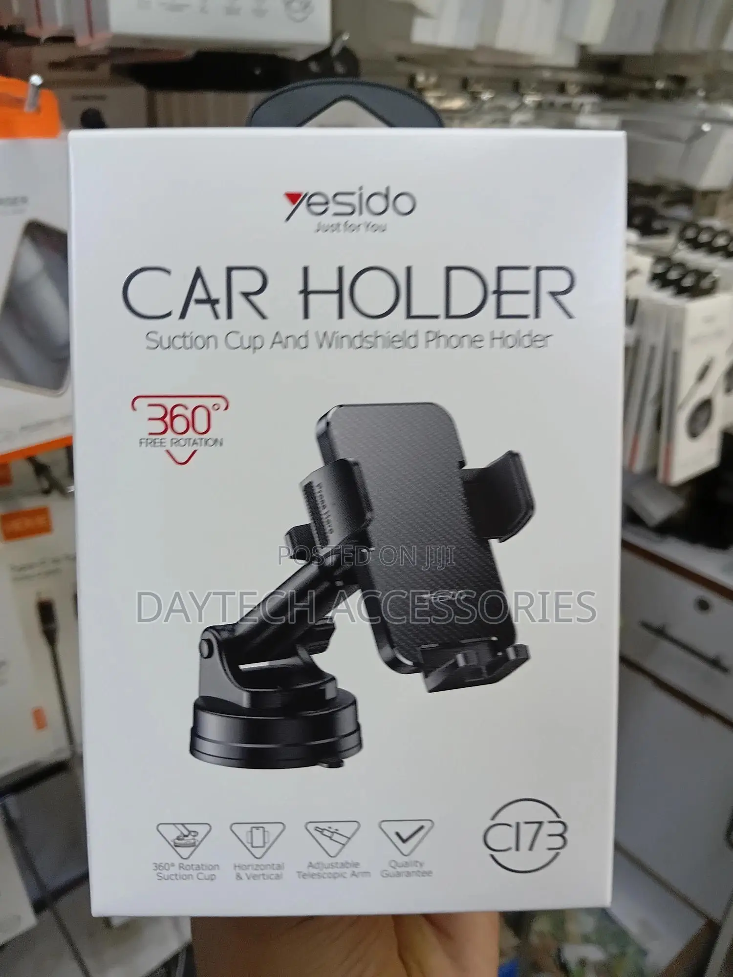 The Yesido C173 Suction Cup and Windshield Phone Holder - Black