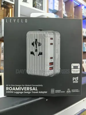 Levelo Roamiversal 35w Luggage Design Travel Adapter - Aluminum Silver