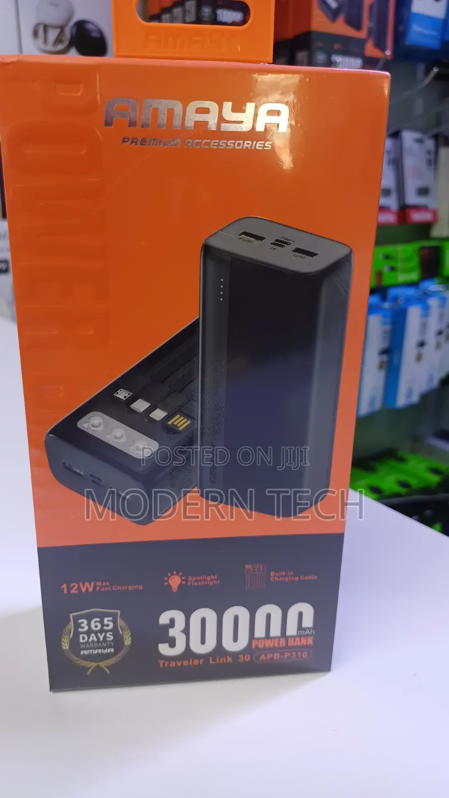 Amaya Apb-P310 Power Bank 30000mah, Black