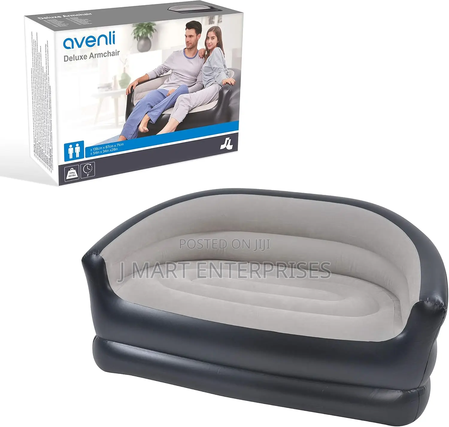 2 Person Inflatable Sofa Couch/Flocked Finish