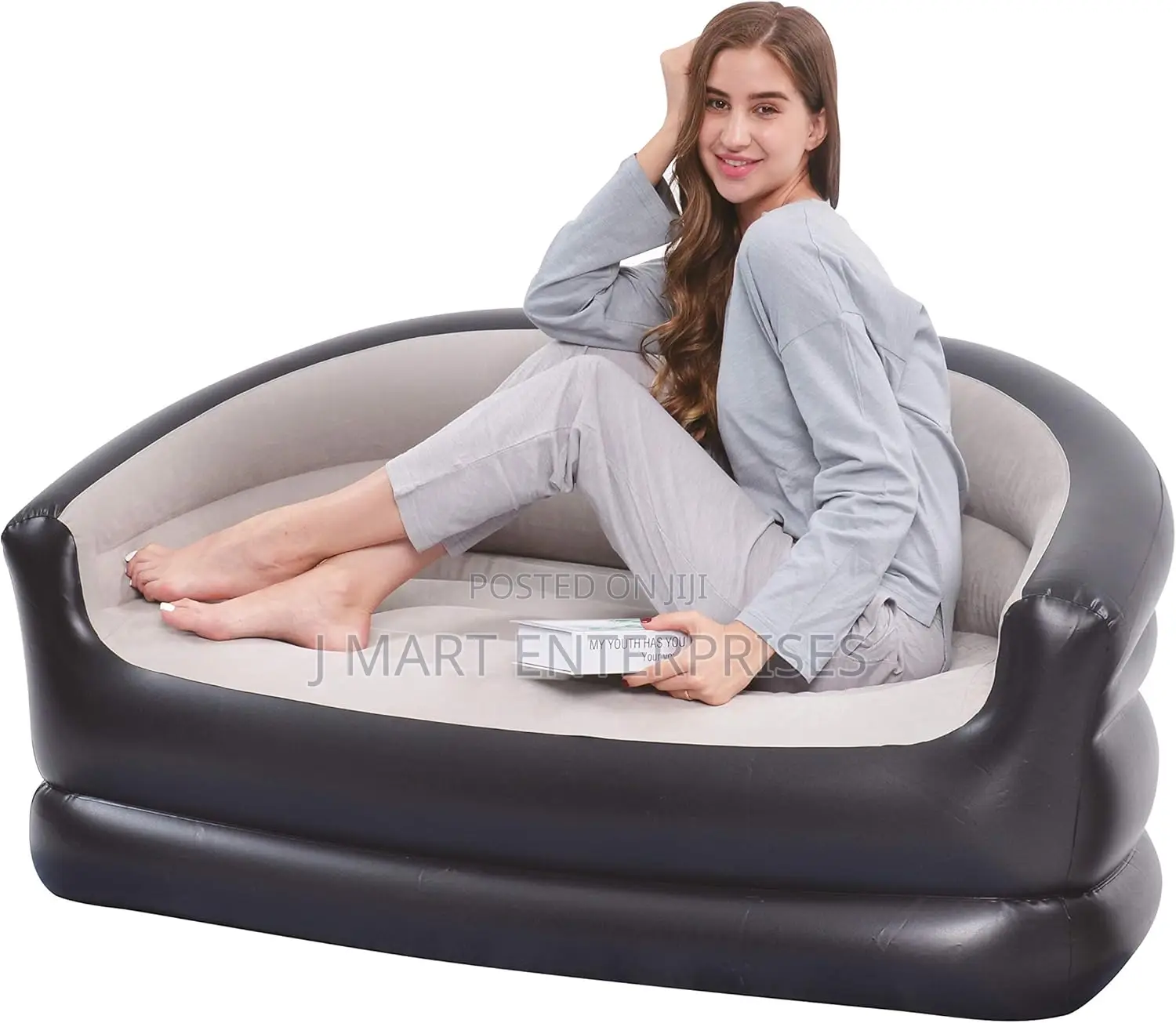 2 Person Inflatable Sofa Couch/Flocked Finish