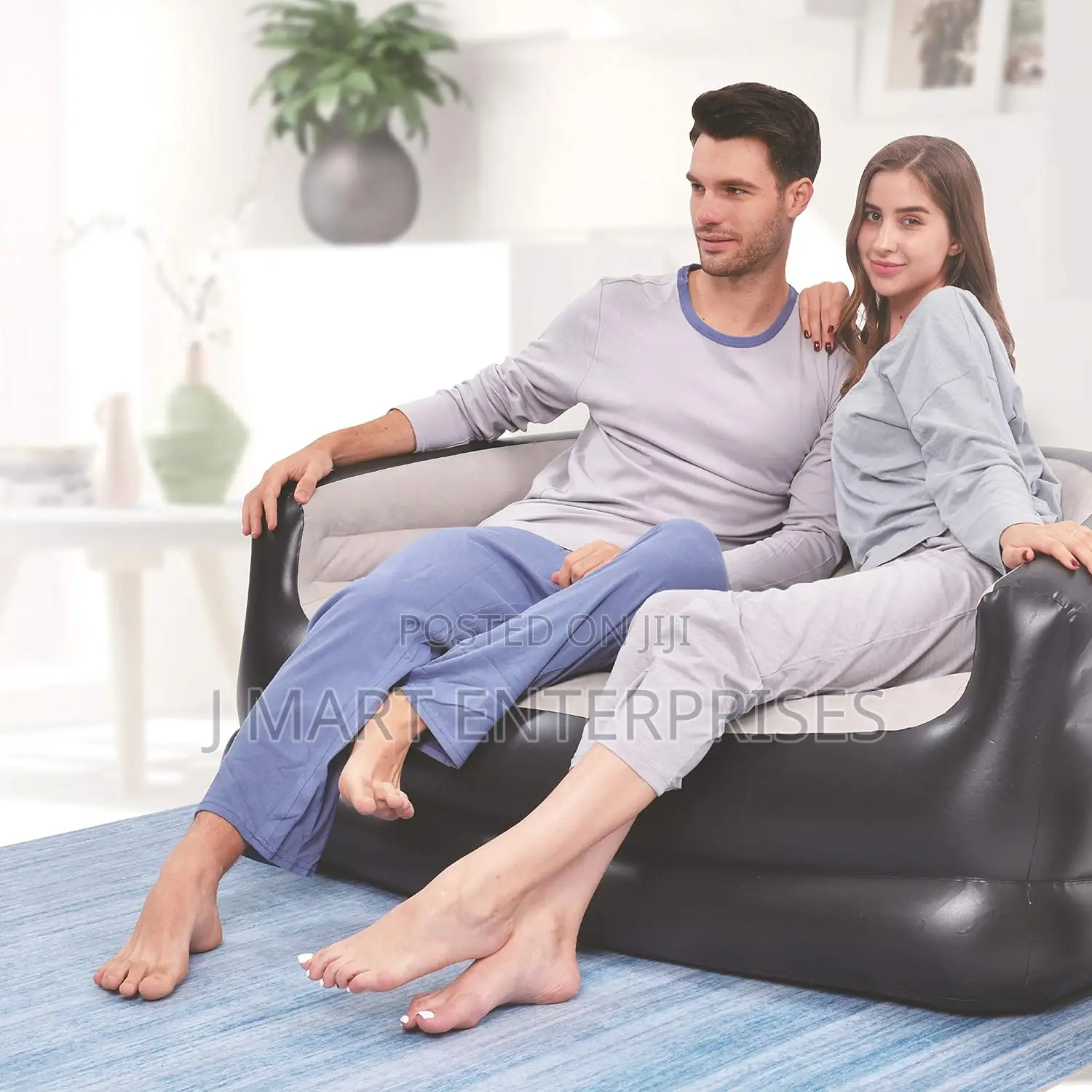 2 Person Inflatable Sofa Couch/Flocked Finish
