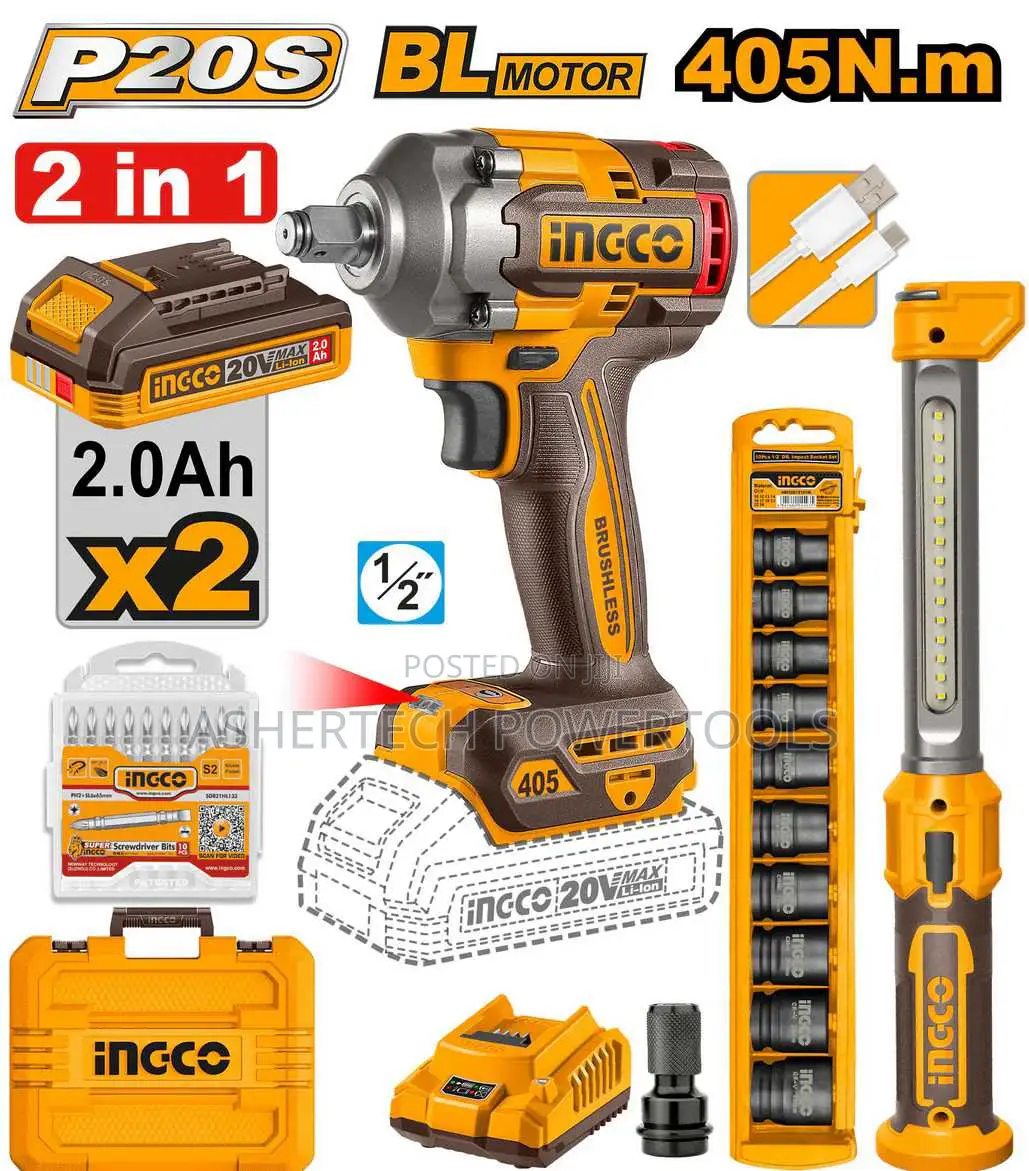 Ingco Cosli23056 Cordless 2 PCS Combo Kit 408nm