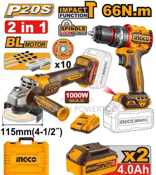 Ingco Ckli20273 Cordless 2 PCS Combo Kit 2 in 1