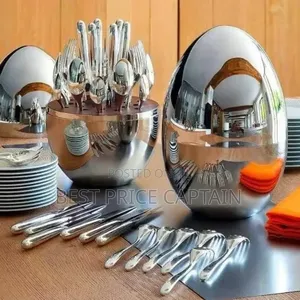 Silver Egg Shaped Cutlery Spoon Set Brand New