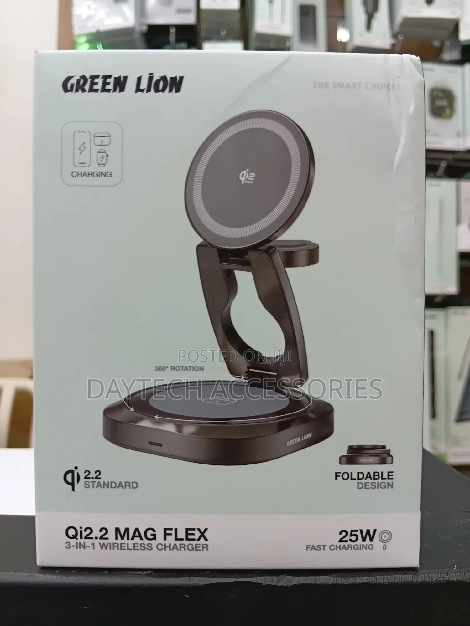 Greenlion Qi2.2 Mag Flex 3-in-1 Wireless Charger 25w Fast Charging.