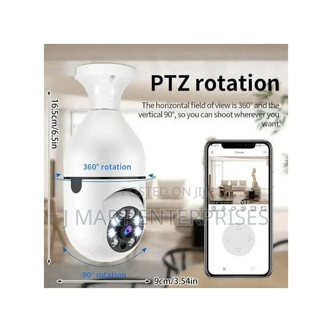Smart Wifi 360° Indoor Security Bulb Camera Full Hd 1080p for Home,