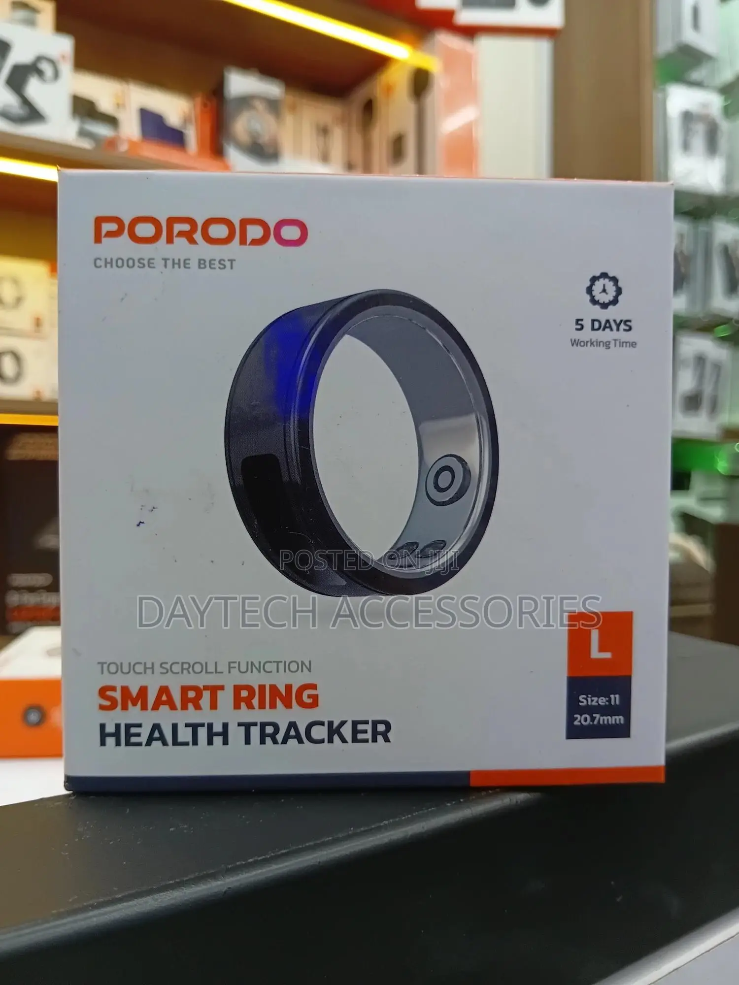 This Is a Porodo Smart Ring Health Tracker in Size 11 (20.7mm).