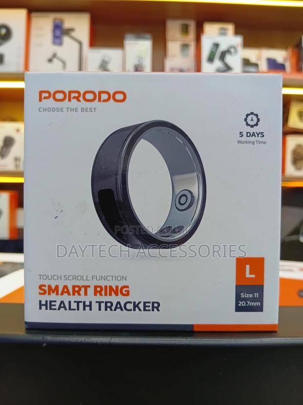 Porodo Smart Wearable Ring Size 11 With Touch Function - Black - main view