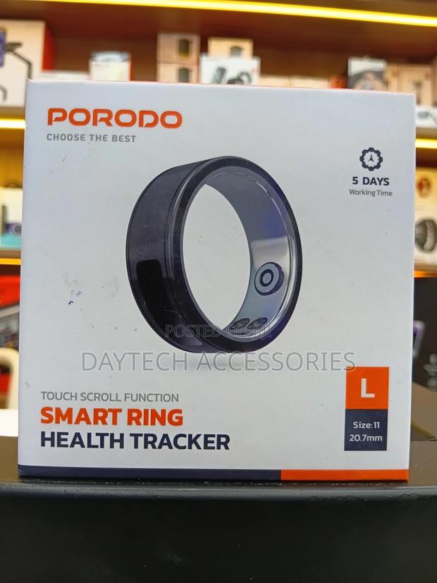 Porodo Smart Wearable Ring Size 11 With Touch Function - Black - thumbnail 2